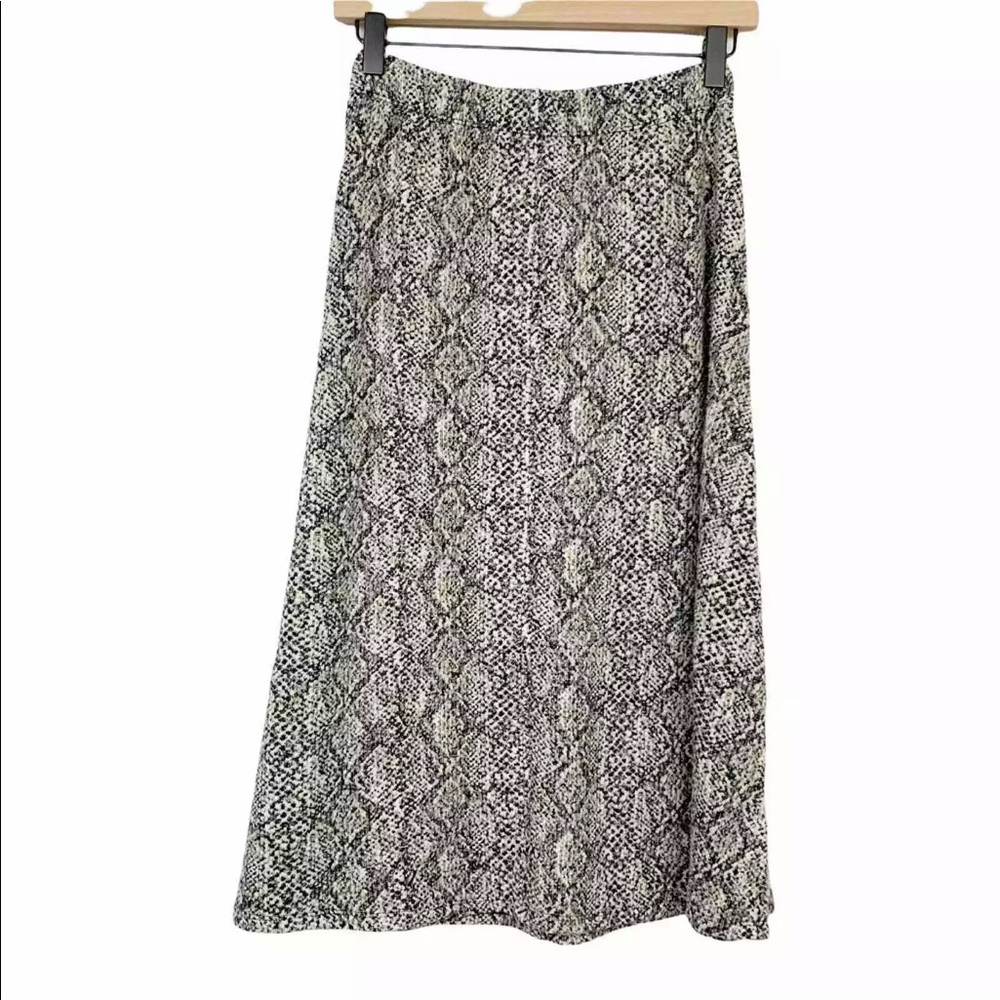 NWT Zara A Line Midi Skirt Knit Snakeskin Animal Print Soft Cozy Pull On Med